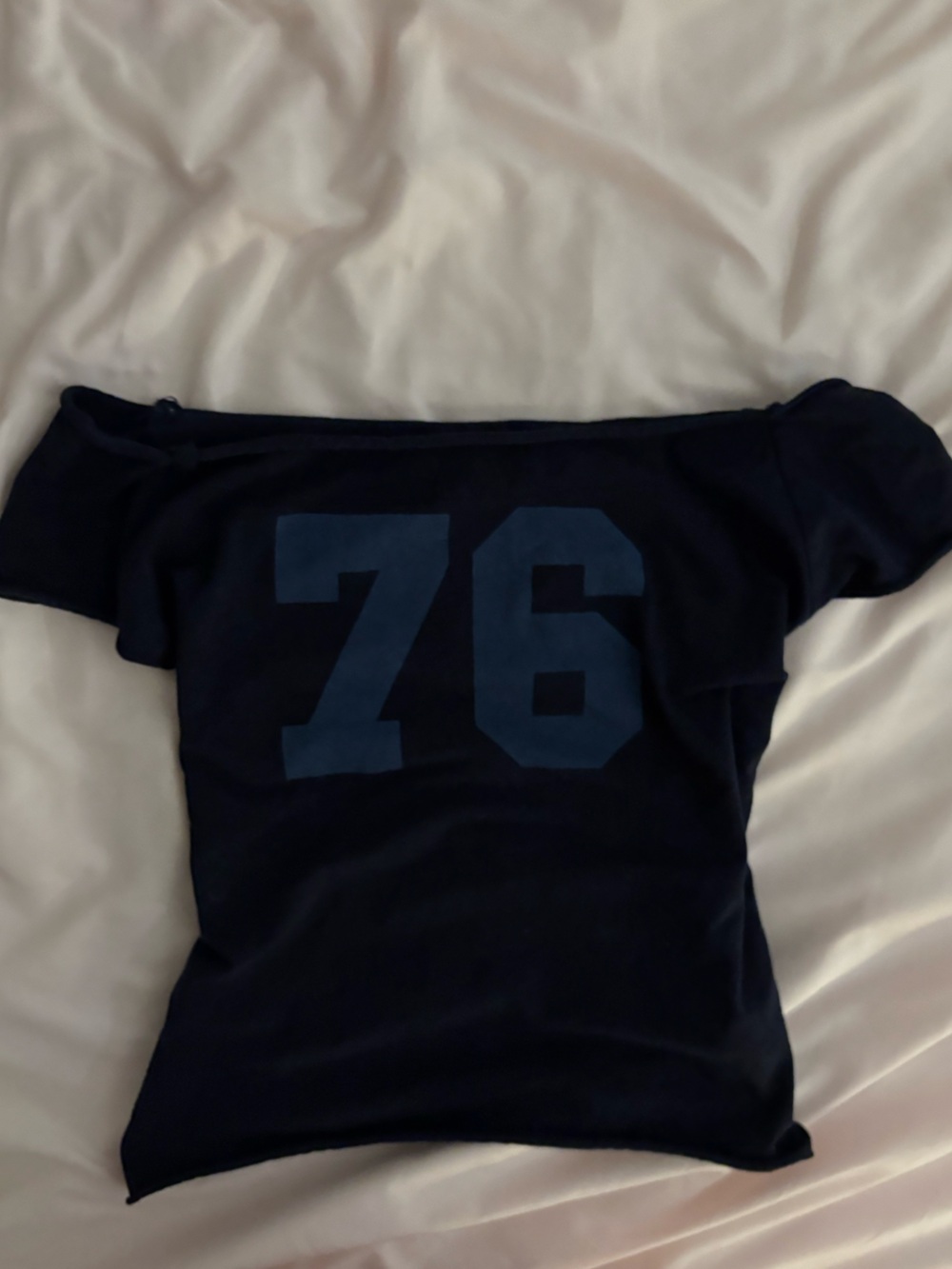 Edikted Navy off the shoulder top with number